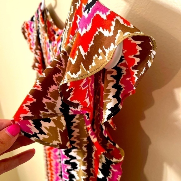 Trina Turk Fiesta Palma 100% Silk Multi Color Shirt Sz P (XS) NWOT - Picture 3 of 6